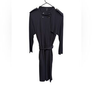 Ann Taylor Black Utility Midi Dress with Belt & Gold Snap Details – Size 12